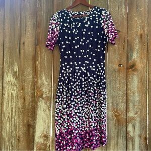 SHELBY & PALMER Women’s Navy White Pink Polka Dot Short Sleeve Dress Size Medium